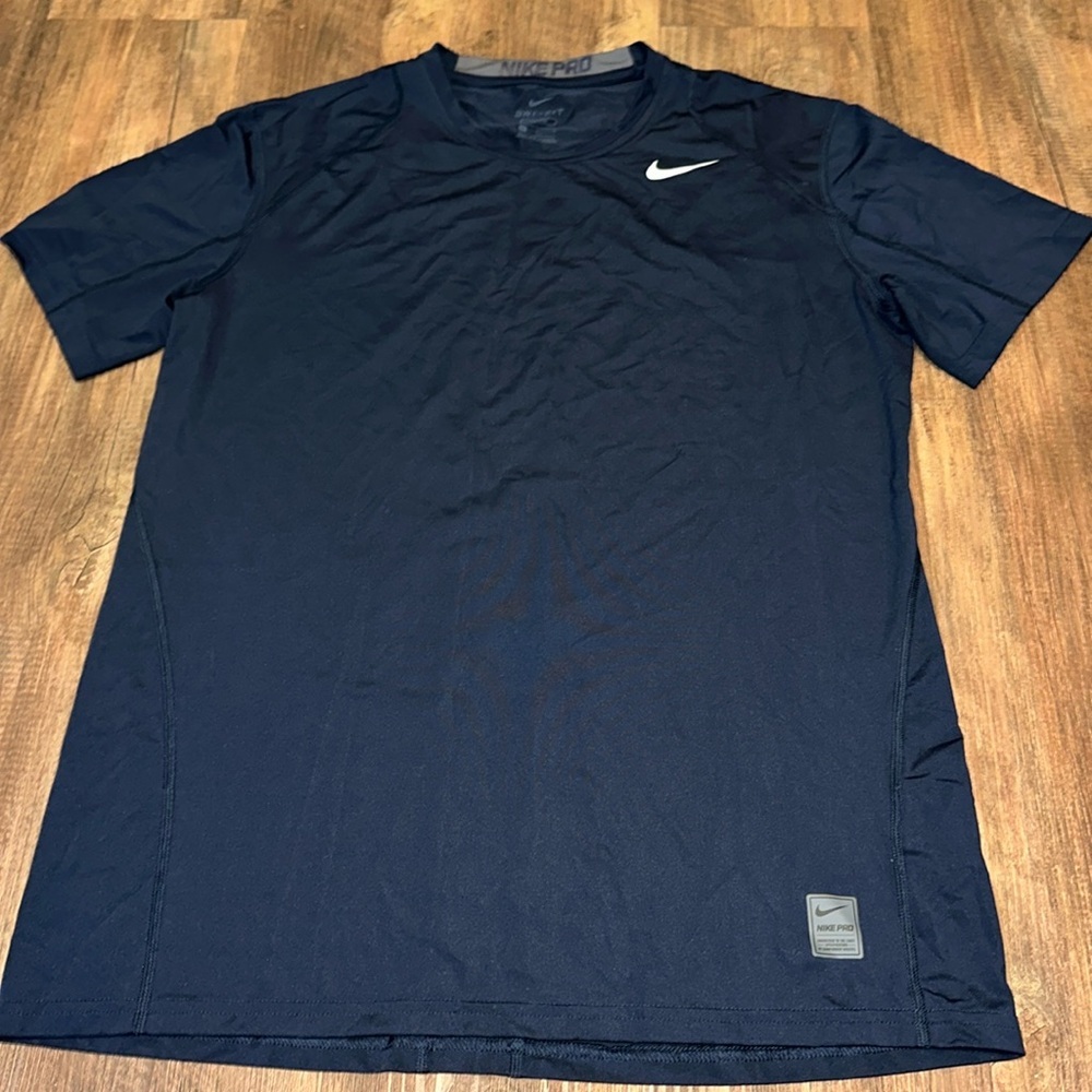 Nike Pro‎ Mens Dri-Fit Navy Logo Shirt size L